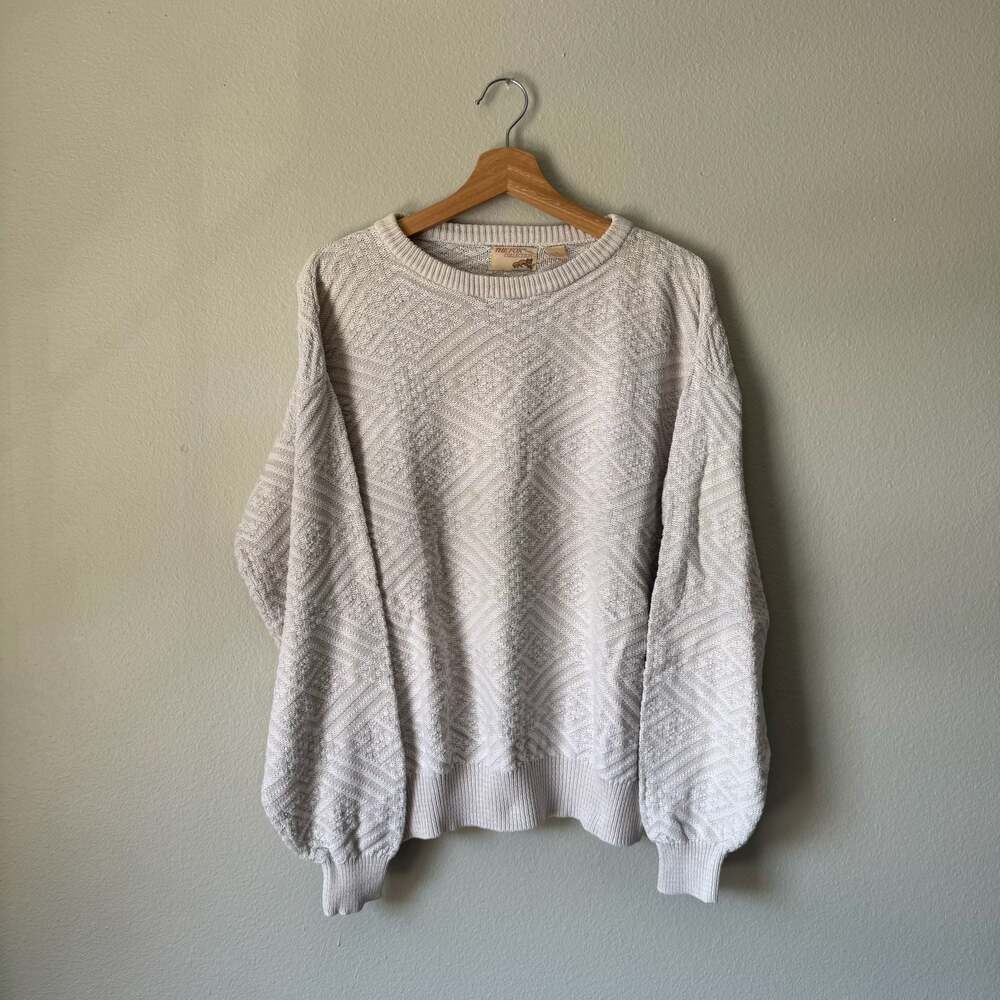 Vintage The Fox Collection Sweater M USA Cotton Geometric Knit